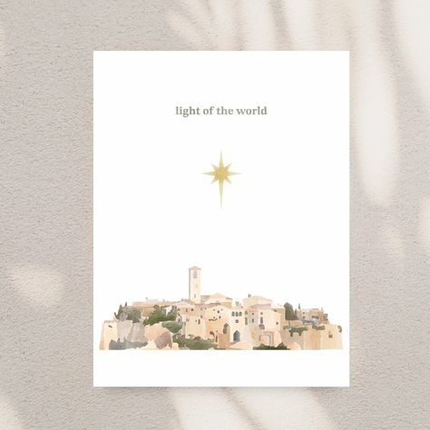 Christmas Star Watercolor, Christmas Watercolor Nativity, Christian Christmas Watercolor Cards, Christian Christmas Watercolor, Christmas Star Illustration, Nativity Illustration, Christian Christmas Art, Christmas Cards Christian, Christmas Card Christian