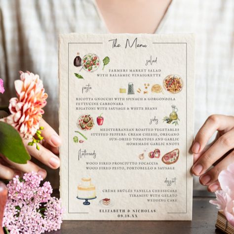 Illustrated Bespoke | Wedding Menu Wedding Dinner Menu, Dinner Party Menu, Wedding Menu Cards, Wedding Dinner, Bespoke Wedding, Wedding Signage, Menu Cards, Menu Restaurant, Wedding Menu