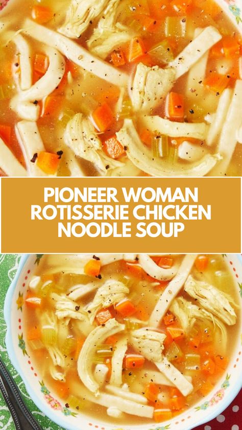 This easy chicken noodle soup with rotisserie chicken is a warm and creamy meal that’s perfect for busy weeknights. Packed with tender vegetables and hearty egg noodles, it’s both quick and nutritious. Feel free to use common ingredients you have on hand to make it your own! Enjoy a comforting bowl today! Creamy Chicken Noodle Soup With Rotisserie Chicken, Pioneer Woman Creamy Chicken Fettuccine Soup, Pioneer Woman Chicken Alfredo Soup, Chicken Noodle Soup Egg Noodles Easy, Creamy Chicken Noodle Soup Egg Noodles, Ree Drummond Chicken Noodle Soup, Egg Noodle Chicken Noodle Soup, Egg Noodles Chicken Soup, Chicken Noodle Soup With Ginger