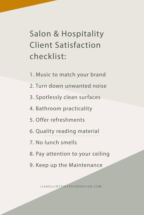 Salon client retention & hospitality client satisfaction & salon client satisfaction - blog and checklist ~ beauty business advice ~ beauty business essentials ~ beauty business goals ~beauty business marketing ~ beauty business owner ~ beauty business setup ~ beauty business tips ~ hairsalon makeover Beauty Salon Checklist, Salon Tips For Clients, Hair Color Maintenance Schedule, Salon Owner Tips Business, Hairsalon Ideas Decor, Customer Service Ideas, Hair Salon Design Ideas, Hair Salon Interior Design Ideas, Hairsalon Ideas