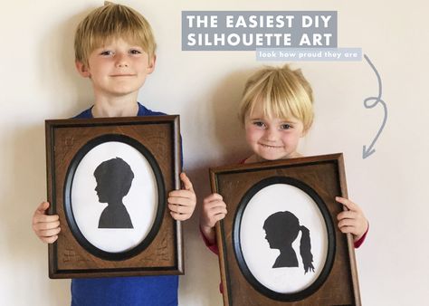 Diy Silhouette, Diy Kids Art, Kids Silhouette, Silhouette Pictures, Baby Silhouette, Silhouette Diy, Silhouette People, Memory Crafts, Silhouette Painting