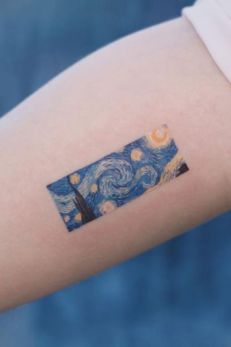 Starry Night Tattoo, Traditional Chicano Tattoos, Van Gogh Tattoo, Lotusblume Tattoo, Night Tattoo, Shape Tattoo, Tattoo Zeichnungen, Tattoo Convention, Inspiration Tattoos