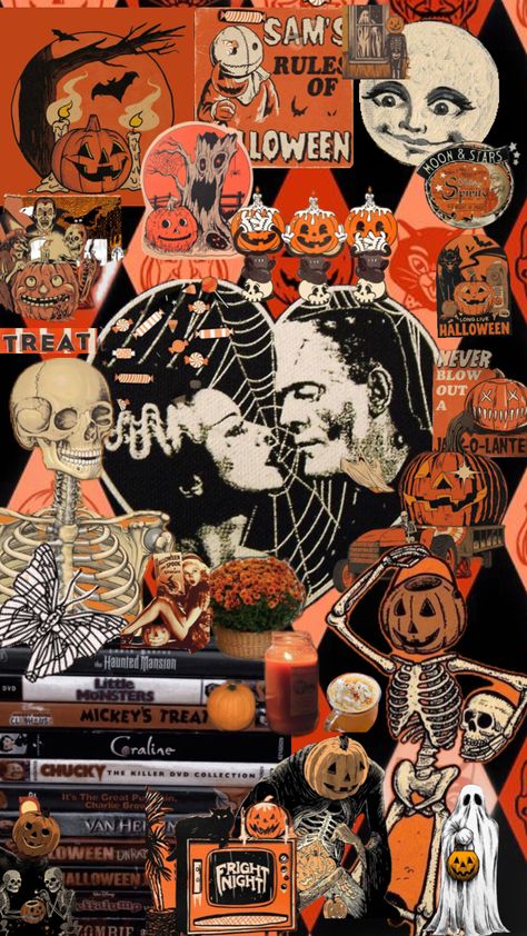 #halloween #horror #fall #orange Horror Fall Aesthetic, Halloween Orange Wallpaper, Horror Lockscreen, Halloween Phone Backgrounds, Horror Background, Horror Wallpaper, Spooky Wallpaper, Halloween Collage, Autumn Phone Wallpaper