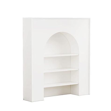 PRICES MAY VARY. MODERN LOOK:Taking inspiration from french style, modern minimalist and fireplace decor,the BOOMLATU shelf features an arch-shaped opening and three-tiers white shelf QUALITY MATERIAL:This robust shelf features a premium eco-friendly MDF material,the surface uses water-based lacquer, so it will have a frosted touch BEATIFUL & FUNCTIONAL:Simple style and classic color make it a good match with any other furniture in your house while also being pleasantly practical to meet your va Built In Shelves Living Room Arch, Arch Built In Shelves, Elsa House, Arch Shelf, Archways In Homes, Minimalist Shelf, Decorative Storage Cabinets, Tiered Display Shelves, Arch Cabinet