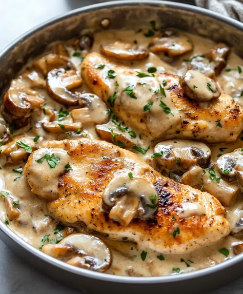 Creamy Mushroom Chicken Recipe - Stuffed Chicken Mushroom Recipes, Chicken And Mushroom Recipes Skillet, Easy Creamy Mushroom Chicken, Chicken With Mushroom Soup Recipes, Chicken Mushroom Pasta Recipes, Chicken Breast Cream Of Mushroom, Chicken With Mushrooms Recipes, Chicken And Mushrooms Recipes, Mushroom Chicken Crockpot