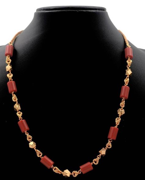 Short coral necklace - Radhas Creations - 34061 Coral And Pearl Necklace, Ruby Necklace Designs, Coral Jewelry Set, Bridal Jewelry Sets Brides, Antique Jewellery Online, Gold Jewellry, Gold Chain Design, Pearl Jewelry Design, Beaded Necklace Designs