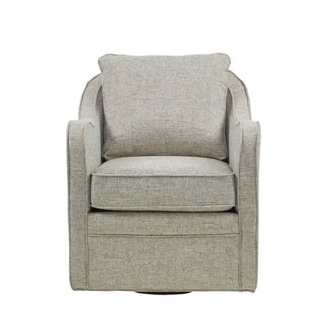 Madison Park Betty Slub-weave Wide-seat 360-degree Swivel Armchair - On Sale - Bed Bath & Beyond - 16340424 Beige Living Room Furniture, Swivel Arm Chair, Double Piping, Grey Swivel Chairs, Comfy Accent Chairs, Floral Chair, Armchair Bed, Accent Colors For Gray, Beige Living Rooms