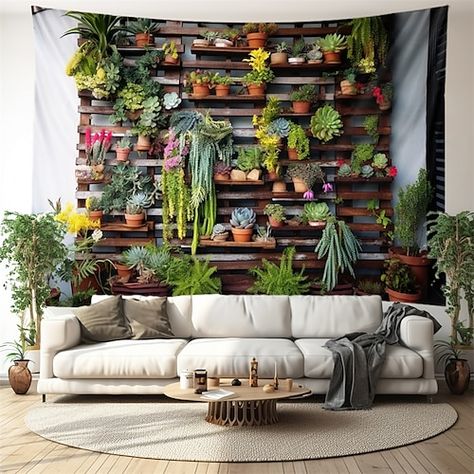 Flower Pot Wall, Pot Wall, Pergola Curtains, Large Tapestry, Furniture Bathroom, Large Tapestries, Grand Art Mural, Tapestry Wall Art, Porto Rico