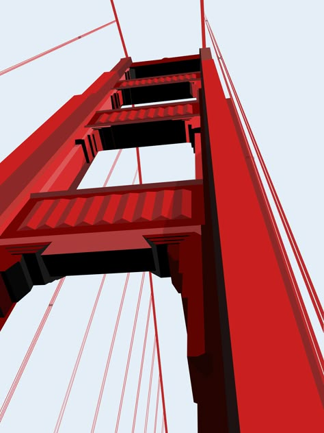 San Francisco Graphic Design, San Francisco Illustration, Red Illustration, San Francisco Design, Free Wallpaper Backgrounds, San Francisco Art, Deco Poster, The Golden Gate Bridge, Trending Pins