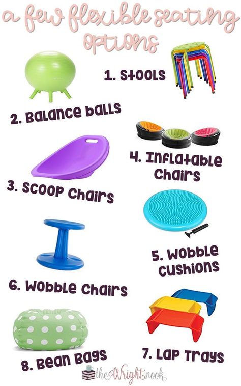 Have you been thinking about flexible seating? Here is some information on it. Perfect for any classroom! Ideas Decoracion Salon, Flexible Seating Classroom, Classroom Arrangement, Alternative Seating, Classroom Seating, Classroom Layout, Flexible Seating, Decor Themes, New Classroom