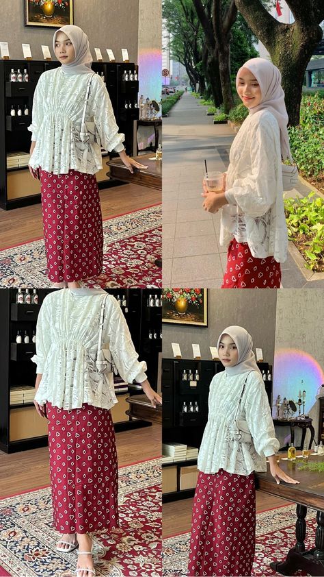 Outfit Kebaya Modern, Outfit Kondangan Casual, Kondangan Outfit, Muslimah Fashion Casual, Ootd Simple, Kebaya Modern Dress, Match Outfits, Outfits Hijab, Simple Hijab