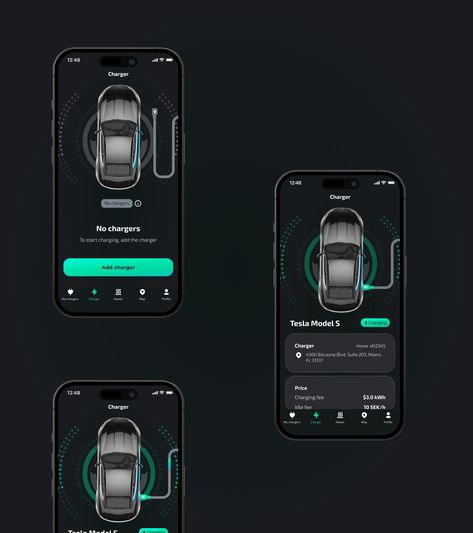 Car charging app on Behance Ev Charging App, Car App Design, Ev Charger Design, Car Charger Design, Onboarding Ui, Car App, Car Ui, App Design Layout, Car Charging Stations