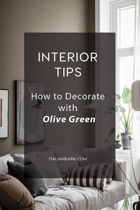 How to Decorate with the Olive Green color trend Green Couch With Green Wall, Olive Green Decor Ideas, Curtains For Olive Green Walls, Olive Green Curtains Bedroom Ideas, Olive Green Ceiling, Curtains With Green Sofa, Colors That Compliment Olive Green, Olive Green Lounge Ideas, Olive And Grey Living Room