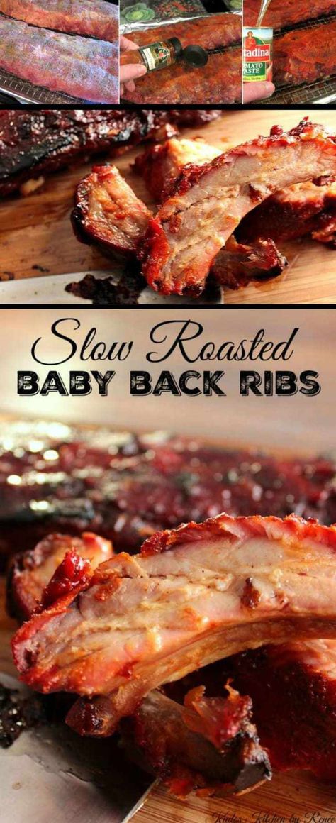 Slow Roasted Baby Back Pork Rib Recipe Easy Pork Ribs, Slow Roasted Ribs, Babyback Ribs In Oven, Oven Roasted Ribs, Back Ribs In Oven, Pork Loin Back Ribs, Babyback Ribs, Ribs Recipe Oven, Oven Ribs