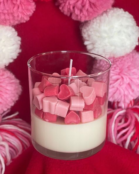 These hearts will melts your heart ❤️ . . #miniheart #heartcandle #glasscandle #instapost #aromaticcandle Candle With Heart On Top, Diy Valentines Candles, Candles For Valentines Day, Spring Candle Ideas, Candles Valentines Day, Valentine Candles Ideas, Valentine’s Day Candles, Valentines Candles Ideas, Candle Jar Ideas