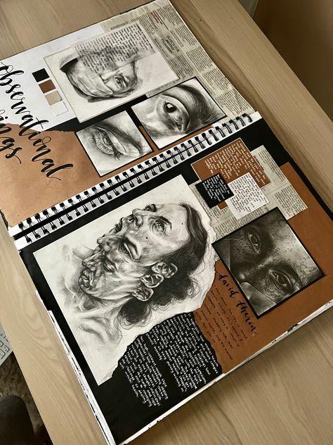 Portraiture A Level Sketchbook, Change Art Gcse, Portrait Art Gcse Sketchbook Pages, Portraits Art Gcse, Alevel Art Sketch Book, Alevel Art Sketchbook Inspiration, Gcse Identity, Artist Research Page, Gcse Sketchbook