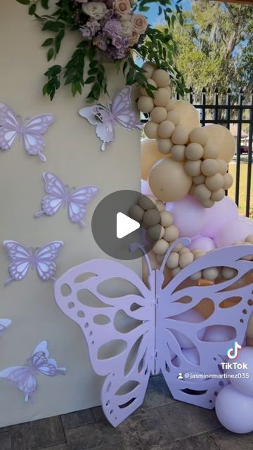 @balloons_by_jass on Instagram: "✨✨✨✨✨Just wanted to show you guys a LITTLE behind the scenes of my decorations and the process.✨✨✨✨✨🦋🦋🦋🦋🦋🦋🦋🦋 Its never really a one day / same day thing its almost always multiple days of prep especially for custom back drops. #bUtterfly #pastelpurple #flower #sandwhite #woodarch #woodbutterfly #fyp" Butterfly Arch, Wood Butterfly, Back Drops, Wood Arch, Balloon Arches, Quince Ideas, Back Drop, Pastel Purple, Balloon Arch