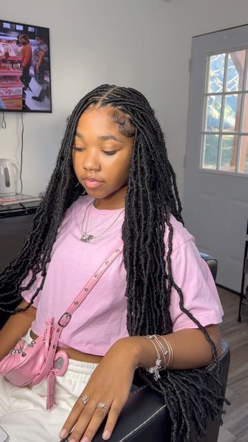 #follow #hairgoals #hair #hairstyles #blogging #blogger #blog #locs Faux Locs Hairstyles Updo High Bun, Back Length Soft Locs, Soft Locs Back Length, Mid Length Soft Locs, Soft Locs Mid Back, Mid Back Locs, Disstresed Locs, Mid Back Faux Locs, Hairstyles Locs