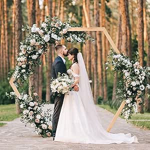 Arch For Wedding Ceremony, Hexagon Wedding Arch, Wooden Wedding Arch, Ceremony Archway, Arch For Wedding, Wooden Wedding Arches, Hexagon Wedding, Wedding Arbor, Wedding Arch Rustic