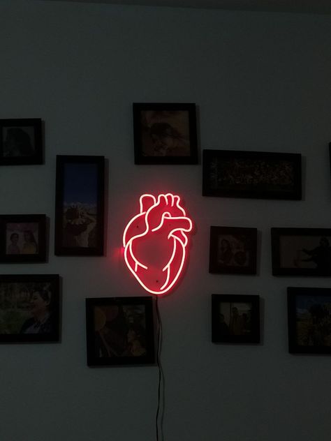 If you are looking for a neon human heart sign, this photo is for you.this sign is red. Heart Neon Sign, Heart Anatomy, Gamer Setup, Concrete Light, Anatomical Heart, Neon Aesthetic, Home Curtains, Prayer Room, Heart Sign