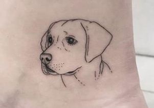 Labrador Dog Tattoo, Labrador Tattoo Ideas, Labrador Retriever Tattoo, Labrador Tattoo, Tattoo Perro, Dog Line Art Tattoo, Tattoo Lines, Pet Tattoo Ideas, Tatoo Dog