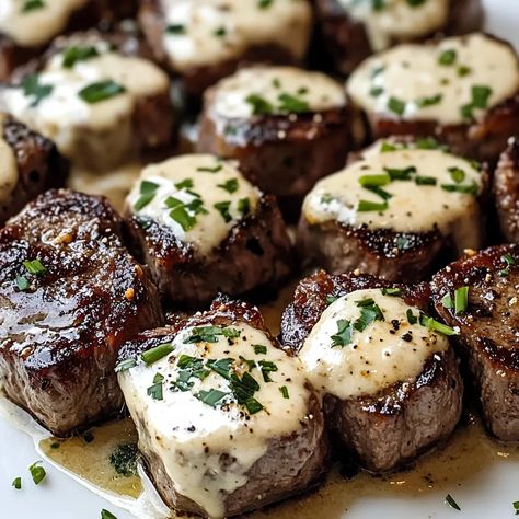 Garlic Butter Steak Bites with Parmesan Cream Sauce Recipe Butter Garlic Steak Bites With Parmesan Cream Sauce, Garlic Butter Steak Bites With Parmesan Sauce, Parmesan Garlic Butter Steak Bites, Parmesan Garlic Steak Bites, Garlic Parmesan Beef Tips, Steak Bites With Parmesan Cream Sauce, Steak With Butter Sauce, Garlic Parm Steak Bites, Garlic Butter Steak Bites With Parmesan Cream Sauce Recipe