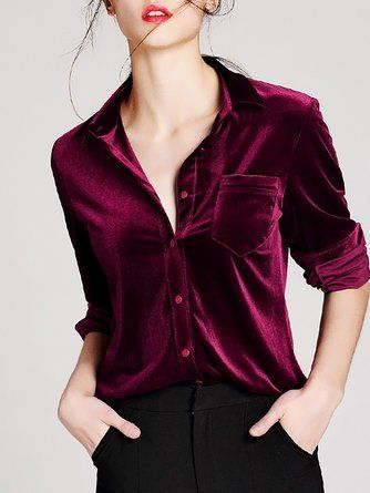 Long Sleeve Blouses, Velvet Clothes, Velvet Shirt, Velvet Blouses, Velvet Fashion, Velvet Tops, Work Blouse, Ladies Dress Design, Work Shirts