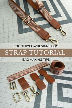 How To Make An Adjustable Purse Strap, How To Make A Purse Strap, Guitar Purse Strap Diy, How To Add Straps To A Bag, Bag Fastening Ideas, Sewing Straps For Bags, Handbag Straps Ideas, Crossbody Strap Diy, Diy Adjustable Strap