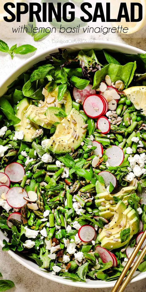 Spring Greens Salad Garden Party Salad, Essen, Spring Salads For Dinner, Fresh And Healthy Recipes, Green Veggie Salad, Spring Salad Recipes Easter Dinner, All Green Salad, Healthy Spring Salads, Spring Dinner Salad