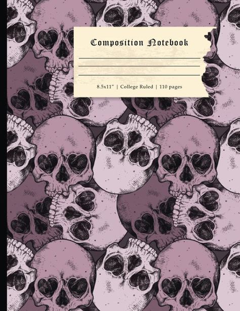 ✅ This composition notebook is the perfect choice if you are looking for a fun cute notebook for taking notes, sketching, writing ideas or keeping a personal journal. ✅ With a creative skulls foreground in skull pastel color, with a purple pastel color, it's perfect for children, teens and students for school and college. ✅ Its durability and design make it perfect for all office, school, home and workbook applications. Sketchbook Aesthetic, Composition Notebook Covers, Book Cover Design Template, Purple Gothic, Halloween Purple, Free Printable Stationery, Notebook Templates, Digital Writing, Book Cover Template