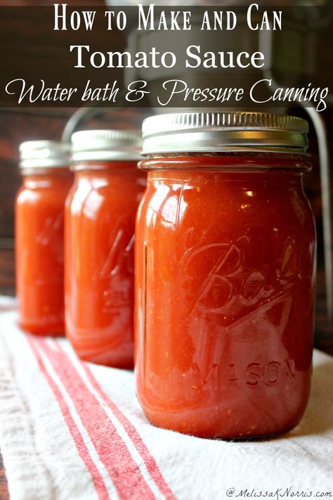 Can Tomato Sauce, Canned Spaghetti Sauce, Pressure Canning Recipes, Home Canning Recipes, Canning Vegetables, Canning Food Preservation, Canned Food Storage, Canning Tips, Tomato Sauce Recipe