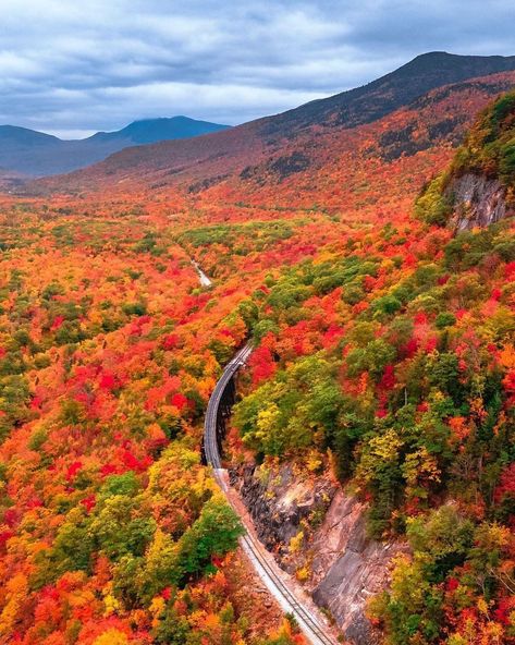 New England Photography 📷 on Instagram: “A rainy day in New England calls for a colorful fall photo! Today’s photo of the day is from Crawford Notch in New Hampshire! 🚂🍂📸⛰…” New England Fall Photography, England Photos, England Photography, Fall Photo, S Photo, Aesthetic Vibes, Photo Of The Day, Fall Aesthetic, A Rainy Day