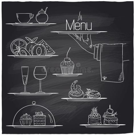 Blackboard Menu Ideas, Chalkboard Ideas Restaurant, Cafe Chalkboard Art, Cute Chalkboard Ideas, Food Chalkboard, Chalkboard Cafe, Bar Chalkboard Ideas, Easy Chalk Drawings, Blackboard Lettering