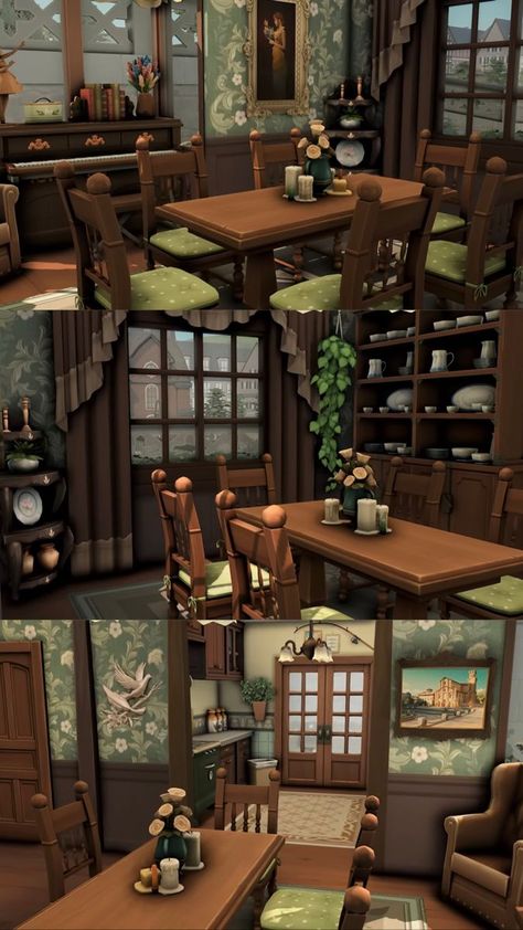 Sims 4 Cottage Aesthetic, Witch Bloxburg House, Sims 4 Vintage Living Room, Witch House Bloxburg, Sims 4 Victorian House Interior, Bloxburg Cottage Core, Cottagecore House Plans, Cottagecore Bloxburg House, Victorian Bloxburg