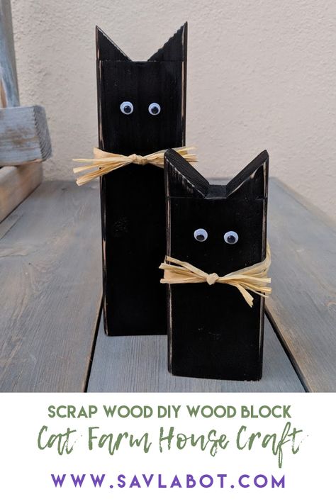 Cats Diy Projects Craft Ideas, Wood Cats, Wood Blocks Diy, Wood Craft Patterns, Wood Block Crafts, Diy Blocks, Wood Projects That Sell, Block Craft, Wood Cat