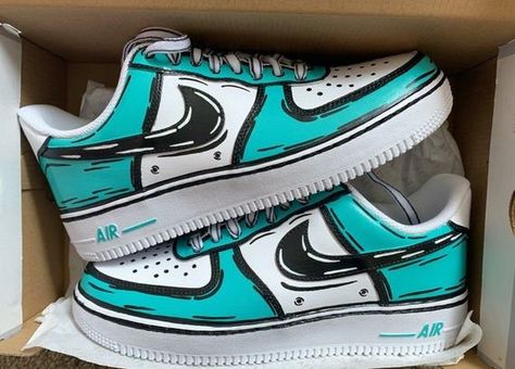 Custom Sneakers Diy, Shoes Air Force, Custom Painted Shoes, Custom Shoes Diy, Diy Sneakers, Custom Af1, Nike Shoes Air Force, Nike Shoes Air, Custom Nike Shoes