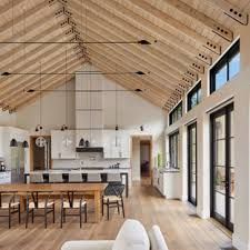 75 Beautiful Vaulted Ceiling Kitchen Pictures & Ideas - March, 2021 | Houzz Large Kitchen Ideas, Vaulted Ceiling Ideas, Vaulted Ceiling Lighting, Vaulted Ceiling Kitchen, Vaulted Ceiling Living Room, Ceiling Kitchen, Open Ceiling, Transitional Modern, Fantasy Homes