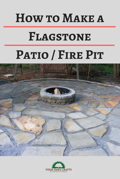 Diy Stone Patio, Flagstone Patio Design, Fire Pit Plans, Make A Fire Pit, Outdoor Fire Pit Designs, Fire Pit Landscaping, Fire Pit Ideas, Stone Fire Pit, Cozy Backyard