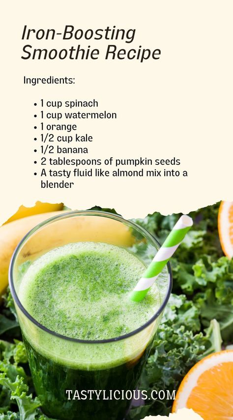 iron boosting smoothie recipe | best smoothie to boost iron | iron boosting smoothie recipes | Smoothies for Low Iron | smoothie to increase red blood cells | Iron-Boosting Orange Green Smoothie High Iron Smoothies, Iron Rich Smoothie, Iron Diet, Foods For Migraines, Foods With Iron, Foods High In Iron, Smoothie Drink Recipes, Juicer Recipes, Iron Rich Foods