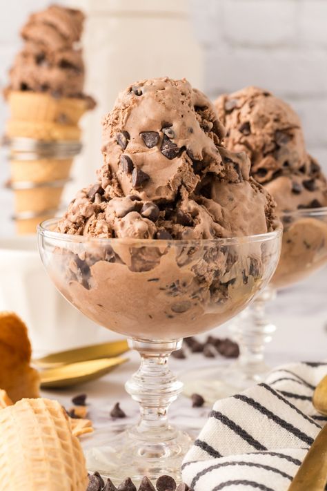 Chocolate Chocolate Chip Ice Cream, Ice Cream No Eggs, Homemade Chocolate Ice Cream, Dark Chocolate Ice Cream, Homemade Dark Chocolate, Chocolate Ice Cream Recipe, Food Reference, Pudding Ice Cream, Mint Brownies