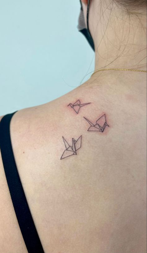 Fine Line Paper Crane Tattoo, Paper Crane Tattoo Meaning, Paper Crane Tattoo Manacled, Paper Cranes Tattoo, Paper Crane Tattoos, Origami Crane Tattoo, Paper Crane Tattoo, Plane Tattoo, Crane Tattoo