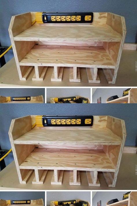 Storage / Charging Station for Drills Drivers Other Battery | Etsy Tool Shed Ideas, Battery Charging Station, Biscuit Joiner, Outdoor Woodworking Plans, Drill Jig, Woodworking Plans Pdf, Power Tool Storage, Shed Ideas, Tool Shed