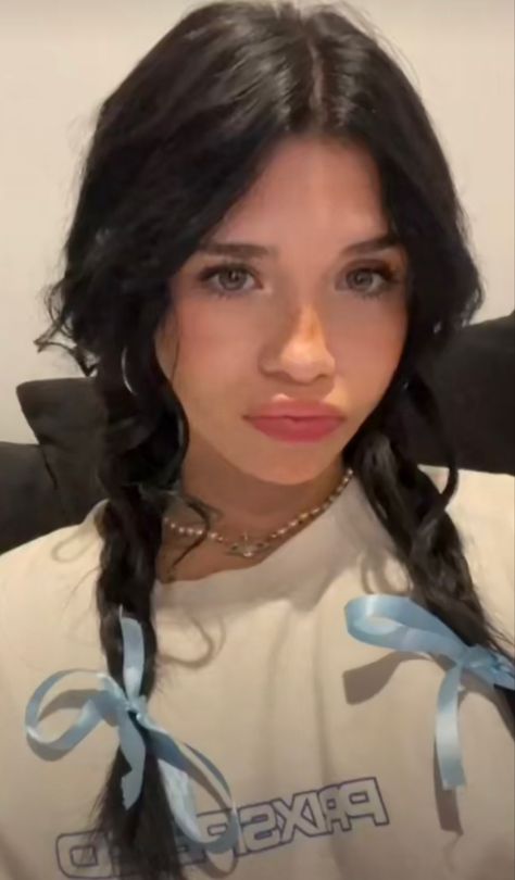 Brown Hair In Pigtails, Cute Messy Pigtails, Messy Braided Pigtails, Braided Pigtails Outfit, Pig Tail Outfits, Braided Pigtails Aesthetic, Pigtail Halloween Costume, Pigtails Braids Hairstyles, Cute Braid Pigtails