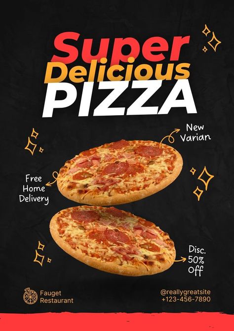 Delicious Pizza Flyer Canva Template Pizza Flyer, Pizza Catering, Creative Pizza, Authentic Italian Pizza, Fast Food Menu, Pizza Flavors, Restaurant Flyer, Pizza Ingredients, Promotional Products Marketing