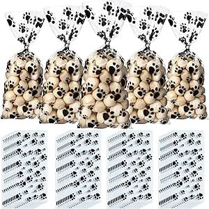 PerKoop 500 Pieces Pet Paw Pattern Cone Cellophane Bags Paw Pattern Gift Bags Heat Sealable Candy Bags Dog Cat Treat Bags with 500 Pieces Silver Twist Ties for PET Party Favors Dog Party Favors, Party Candy Bags, Cat Candy, Pet Paw Print, Cookie Bags, Dog Birthday Party, Snacks Für Party, Dog Party, Tie Gifts