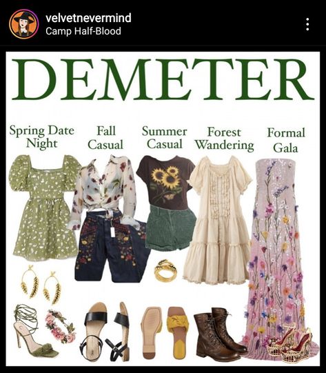 Demeter Outfit, Camp Half Blood Outfits, Demeter Cabin, Camp Half Blood Cabins, Spring Date, Half Blood, Camp Half Blood, Outfits Aesthetic, Formal Wear