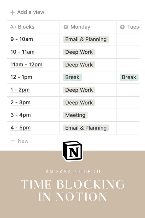 What is Time Blocking, and why should you be using it with help from Notion? Discover all you need to know by clicking here. Time Blocking // Calendar Blocking // Time Management // Notion // Notion Templates // Productivity // Productivity Tips #timeblocking #calendarblocking #timemanagement #notion #notiontemplates #productivity #productivitytips #timemanagementtips Using Notion For Work, Organisation, Time Blocking Notion Template, Block Time Management, Notion Hourly Schedule Template, Time Blocking Tips, Notion Template Schedule, Time Blocking Aesthetic, Notion Time Blocking