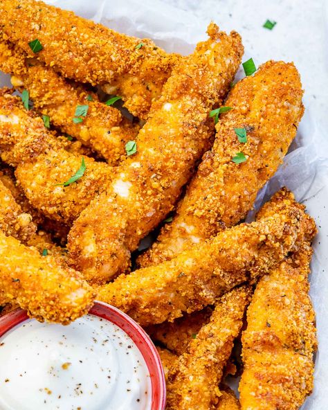 Air Fryer Chicken Fingers Healthy Chicken Fingers Air Fryer, Homemade Chicken Fingers Air Fryer, Air Fryer Chicken Fingers Recipes, Chicken Fingers Air Fryer, Air Fryer Chicken Strips, Chicken Fingers Recipe, Healthy Chicken Fingers, Chicken Finger, Chicken Finger Recipes