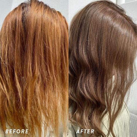 7.1 Hair Color Ash Brown, Diy Light Brown Hair At Home, How To Tone Brown Hair, All Over Bleach And Tone, Toning Hair Darker, At Home Brown Hair Dye, Toned Hair Before And After Brown, Tone Orange Hair At Home, How To Tone Brassy Hair At Home