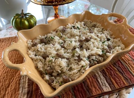 Sausage and Rice Stuffing — Savvy Italian Sausage And Rice Dressing, Italian Rice Stuffing, Sausage And Rice Stuffing, Dressing With Sausage, Sausage And Rice, Rice Dressing, Pumpkin Snack, Rice A Roni, Italian Rice